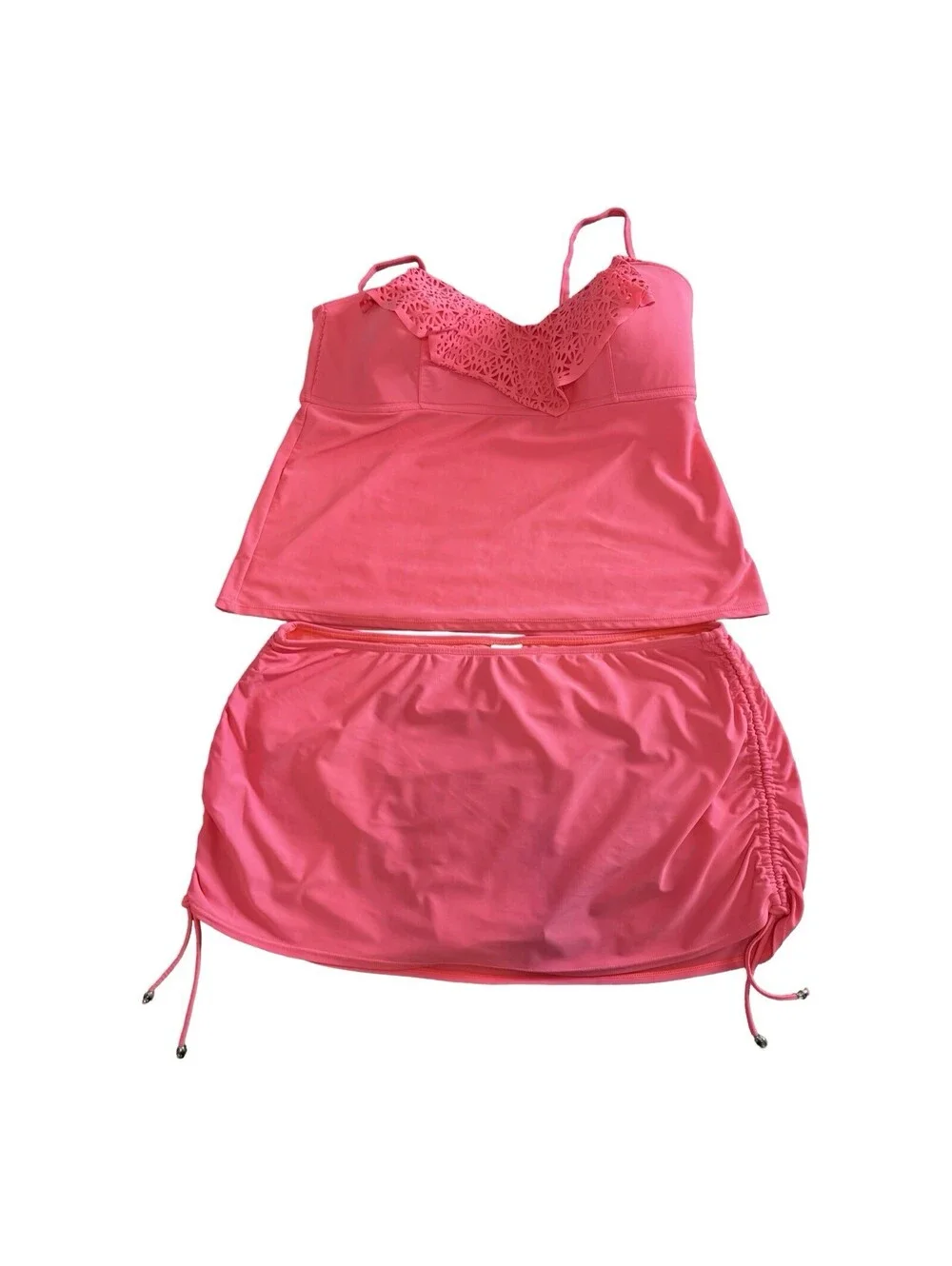 Collections by Catalina Two Piece Tankini Top Skirt Swim 2X 18/20W Swimsuit